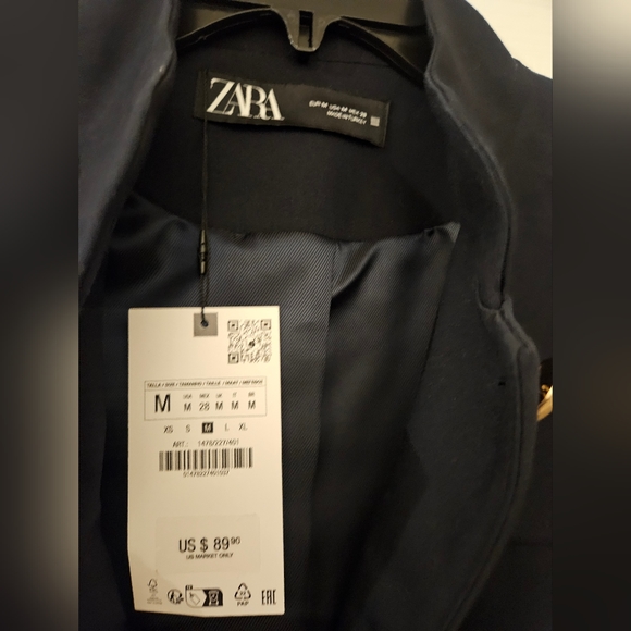 NWT Zara navy blazer size M - Picture 3 of 3